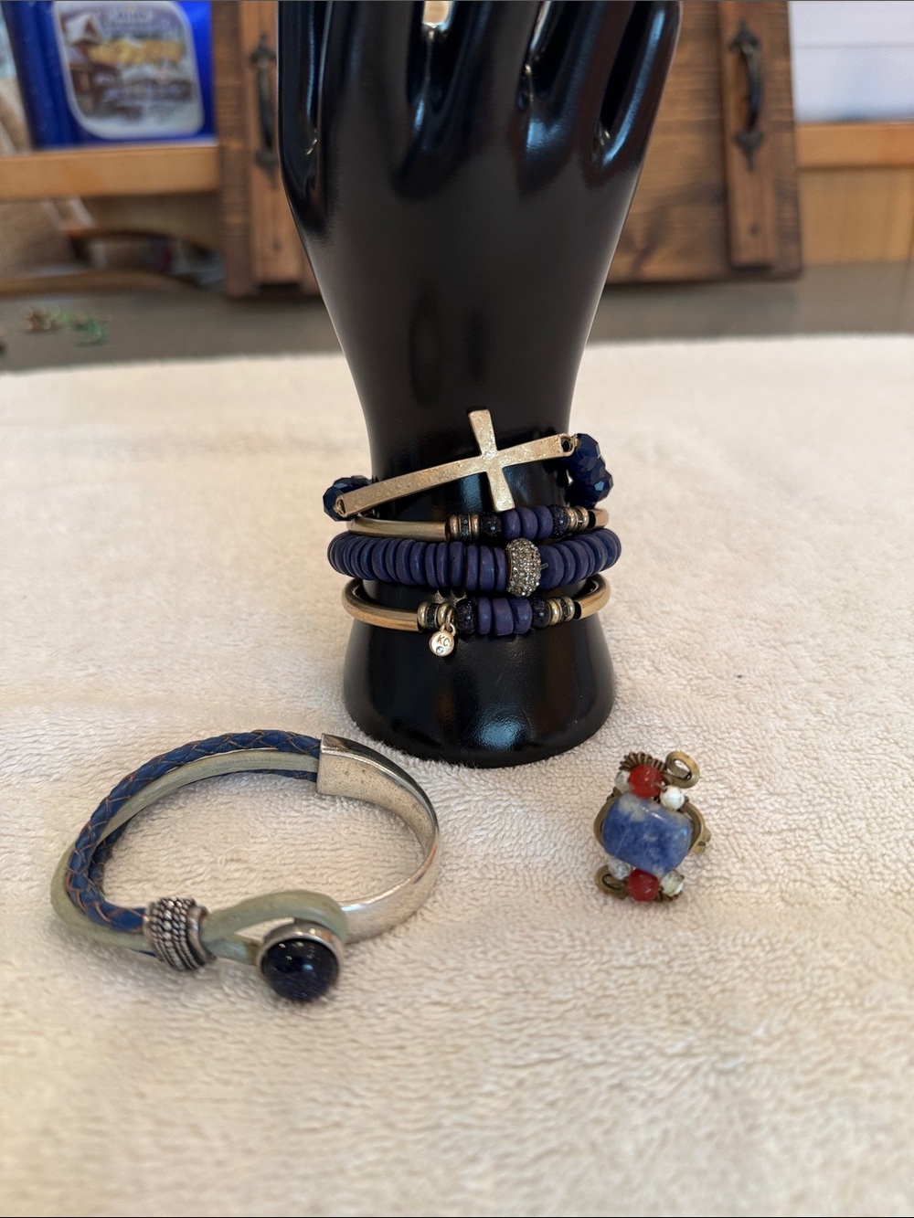 Navy Beaded Bracelets and Blue Sodalite Ring